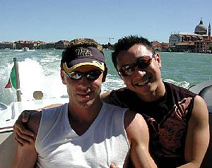 In a water taxi en route to the cruise ship