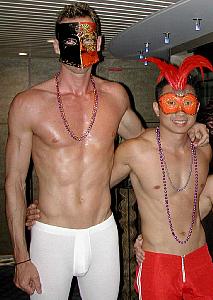 I'd only dress like this on a cruise ship with over two thousand gay men. Our costumes for the Venice Carnival Party.