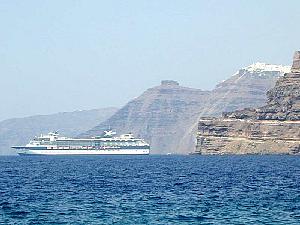 The Millenium floating underneath Santorini