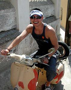 Ben pretending to be a biker