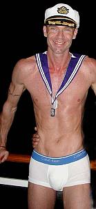 Captain Keith, just before the Greek Isles Party. If my right side looks a bit unfocussed it's because I digitally
 removed Ben, since he didn't like how he looked in this photo.