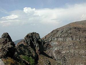 Part of the crater, with magnificent clouds on the horizon