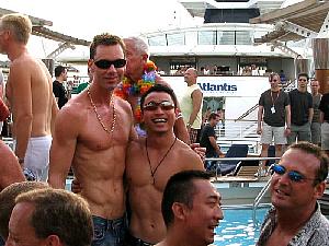 At the Eurotrash Tea-Dance on the final day at sea