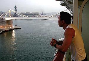 Docked in Barcelona, early morning, before disembarking