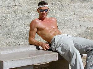 These five photos are Ben and I posing in the "gay beach" section along the Seine