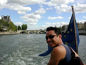 A boat ride along the Seine with a picture-perfect sky